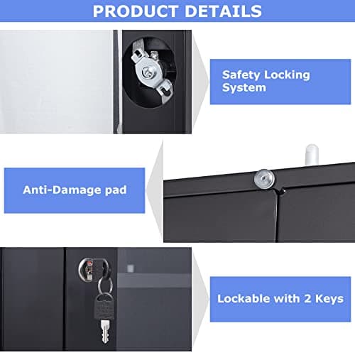 AFAIF 71”H Display Cabinet with Adjustable Shelves, 4 Door Display Cabinets with Glass Door, Black Metal Display case, Locking Steel Storage Caninet for Home/Office/Living Room -Assembly Required 5