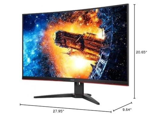 AOC C32G2 31.5" Curved Frameless Gaming Monitor FHD, 1500R Curved VA, 1ms, 165Hz, FreeSync, Height Adjustable, 3-Year Warranty 10
