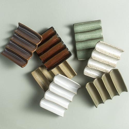 Cormomu Soap Dish with Self Drain Fluted Design, Bar Soap Holder for Bathroom, Japanese Soap Tray for Shower, Bathroom and Kitchen Sink Organizer, Ceramic Soap Saver, White 6