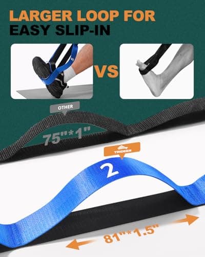 Trideer Stretching Strap for Physical Therapy, Non-Elastic Yoga Strap with 10 Loops, Durable Nylon Stretch Bands for Exercise, Pilates, Gymnastics, Leg Stretcher with Guidance 7