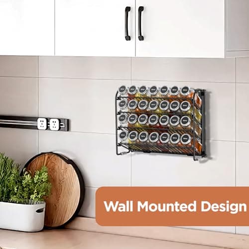 CHARMDI 4 Tier Spice Rack Organizer for Cabinet, Detachable Countertop Spice Rack for Spice Jars(Jars Not Included), Spice Rack Wall mount for Countertop, Cabinet, Kitchen, Black 6