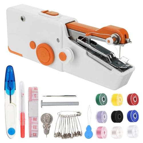 Handheld Sewing Machine for Beginners,Mini Sewing Machine for Adults Quick Stitching with Sewing Kits Suitable for Home,Travel,DIY (Orange)