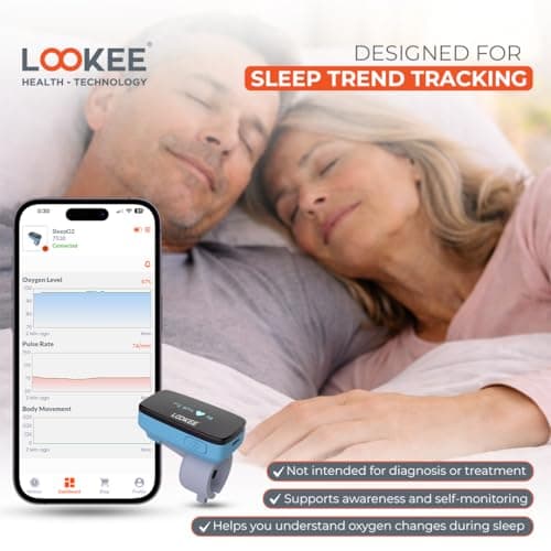 LOOKEE Ring Continuous Pulse Oximeter - Wearable Oxygen Monitor with Vibration Reminder for Low O2 - Rechargeable Blood Oxygen Saturation Tracker for SpO2 & PR - Free APP with Reports 9
