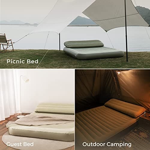 HOTO Queen Air Mattress with Fast Inflating Pump, Detachable Pump, Double Sleeping Pad & Pillow, Extra Wide & Ultra-Thick, USB-C Charging, Durable & Portable, for Camping, Backpacking, Travel, Home 6