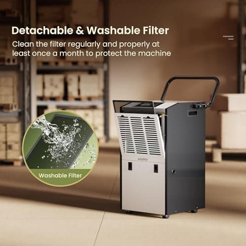 Waykar 155 Pints Large Commercial Dehumidifier with Drain Hose and Water Tank, Industrial Dehumidifier in Large Space up to 8000 Sq. Ft for Home, Basements, Whole House, Library 7