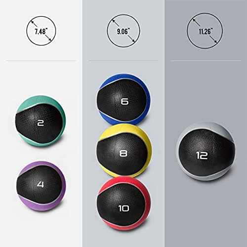 WF Athletic Supply Medicine Ball - Durable Rubber, Textured Grip, 4-Tier Rack, 2-12lb Balls 5