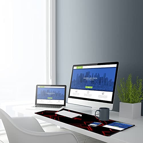 TEDNETGO Large Mouse Pad, Gaming Long Mouse Pad, Waterproof Extra Large Big Mousepad with Stitched Edge, XXL Non-Slip Computer Computer Keyboard Pad Mat for Gamer/Desktop/Office/Home, RED 6