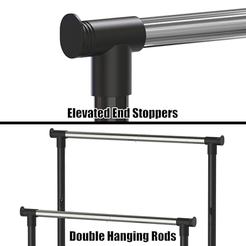 Simple Houseware Double Rod Portable Clothing Hanging Garment Rack 6