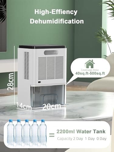 Dehumidifier,75 OZ Water Tank (500 sq.ft) Dehumidifiers for Home,Quiet Dehumidifier for Bathroom Bedroom Basement RV with 12H Timer,Auto Shut Off,7 Colors LED Light,Sleep Modes 8