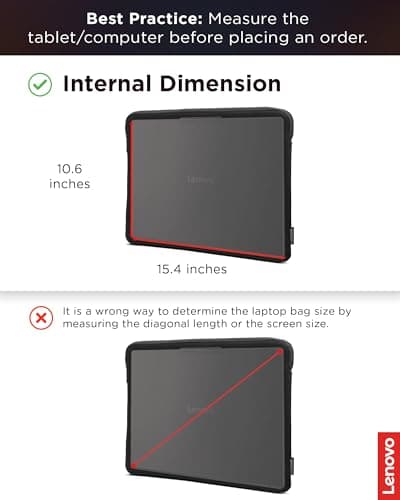 Lenovo Basic Laptop Sleeve 15.6 Inch Notebook/Tablet Compatible with MacBook Air/Pro Neoprene Material - Soft Fleece Lining - Zippered Top Opening - Black 8