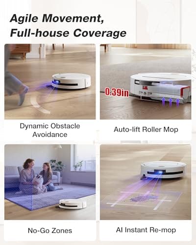 Yeedi M14 Plus Robot Vacuum and Mop with All-in-One Station, 18000Pa, OZMO Roller Instant Self-Washing Mopping, 167℉ Hot Water Mop Washing & Self-Drying, ZeroTangle 3.0, Self-Emptying, White 7