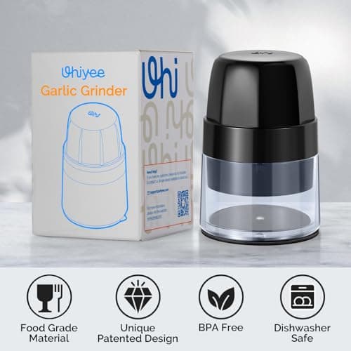 UHIYEE Garlic Crusher Press, Multifunctional Garlic Smasher, Easy-Clean BPA Free, Dishwasher Safe, Ideal Kitchen Tool, Black 7