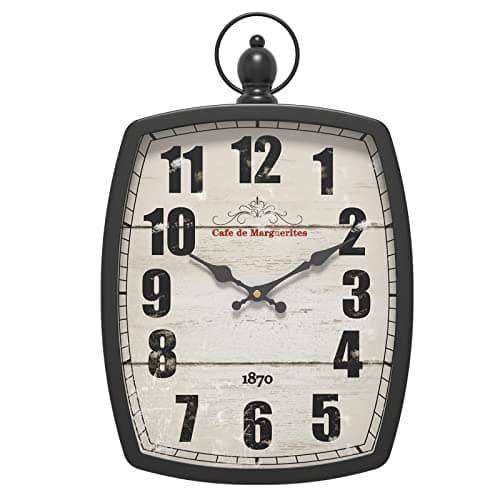 Menterry Large Retro Rectangle Wall Clock, Black Antique Vintage Style, Battery Operated Silent Decor Wall Clocks for Living Room,Farmhouse,Kitchen,Office (15.5" H x 10.2" W)