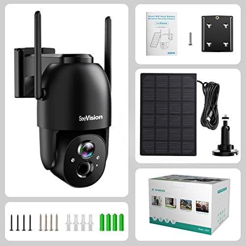 Solar Security Cameras Wireless Outdoor, 2K Battery Powered PTZ WiFi 3MP Security Camera for Home with Spotlight, PIR Motion Detection,Siren, Color Night Vision, 2-Way Talk, SD/Cloud Storage 7