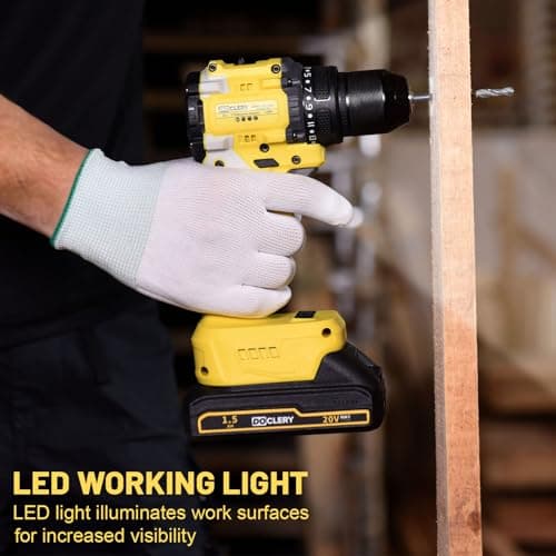 DOCLERY 20V Brushless Cordless Drill, Electric Power Drill Set with 1 Battery & Charger, 2 Variable Speed, 442.48 In-lb Torque, 21+1 Position and 34pcs Drill/Driver Bits 8