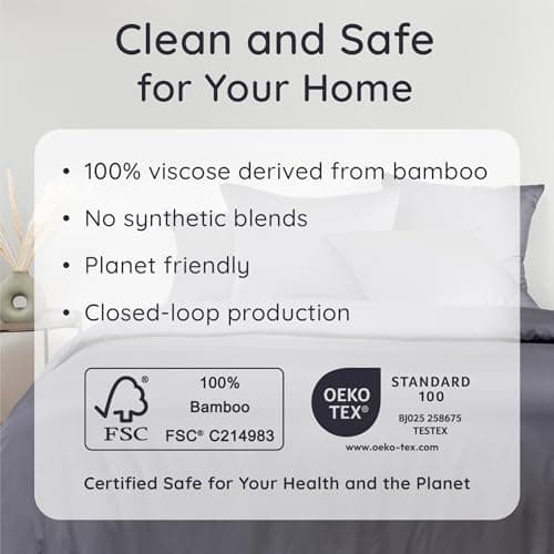 Bambaw 100% Viscose Derived from Bamboo Fitted Sheets King Size, Cooling Fitted Sheets King Size, 16’’ Deep Pocket King Size Fitted Sheet Only, Breathable King Size Bottom Fitted Sheet Only (Charcoal) 6