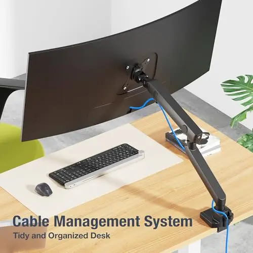 AVLT Single 17"-38" Monitor Arm Desk Top Mount Premium Mechanical Spring Fits Up to 26.4lbs (12kg) Flat/Curved/Ultrawide Monitor Full Motion Height Swivel Tilt Rotation Adjustable, Black 8