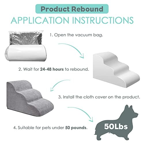 Dog Stairs 3 Layers for Beds Or Couches,16’’ High Dog Stairs for Small Dogs 3 Layers, Extra Wide Deep Dog Stairs, Soft Foam Dog Steps, for Injured Dogs Older Pets Dogs and Cats with Joint Pain 7