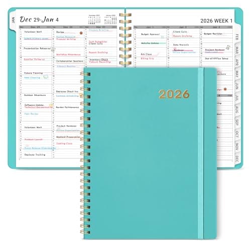 2026 Appointment Book Planner, Quarter-Hourly, Weekly & Monthly Appointment Planner (January 2026 - December 2026), 8.5"x11" Schedule Book with Flexible Cover & Tabs, Perfect for Office School Supplies - Aquamarine