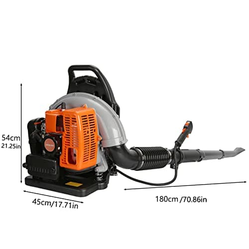 ZTGD 63CC 3HP 2 Stroke Backpack Gas Powered Leaf Blower, High Strength Snow Grass Lawn Blower Air Cooling Gasoline with Single-Cylinder Air-Cooled for Gutter,Garden,Yard Ora Orange 7