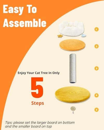 Happi N Pets Cloud Cat Tree, Cat Scratching Post with Bed, Small Cat Tree for Kittens, Cat Scratch Post with Cloud-Shaped Soft Perch & Cute Toys, Removeable Cover, Bonus Catnip 6