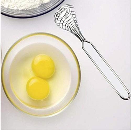 Mini French Spring Whisk, 7.56 Inch Silver Stainless Steel Spring Coil Whisk, Hand Eggbeater Egg Mixer Whisk Blender Stirring Beater 6