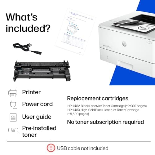 HP LaserJet Pro 4001dn Black & White Printer, Print, Fast speeds, Easy Setup, Mobile Printing, Advanced Security, Best-for-Small Teams, Ethernet/USB only 9