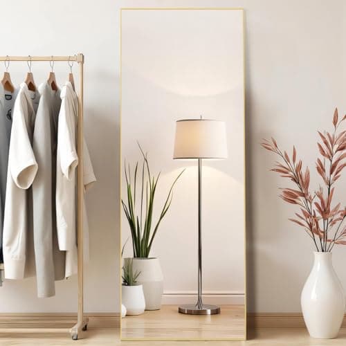 Aidoly Mirror Full Length, Upgraded Body Wall Mirrors with Shatter-Proof Glass, Floor Standing, Hanging or Leaning, Tall Mirror with Stand Aluminum Alloy Frame for Bedroom Cloakroom 5