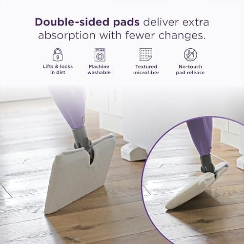 Shark Steam Pocket Mop with 2 Washable Double-sided Pads, Steam Sanitization, Swivel Steering, Lightweight, Steam Cleaner for Sealed Hard Floors, Hardwood, Marble, Tile, Purple, S3501 5