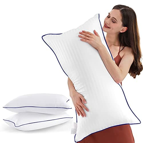 SEMZSOM Bed Pillows for Sleeping, King Size Pillows Set of 2 Cooling Luxury Hotel Quality Pillow with Premium Soft Down Alternative Filling for Back, Stomach or Side Sleepers