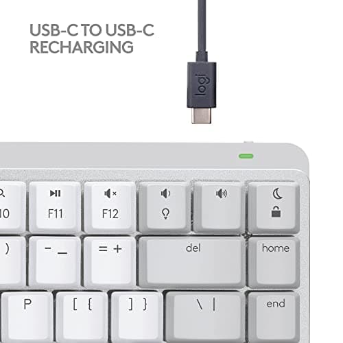 Logitech MX Mechanical Mini for Mac Wireless Illuminated Keyboard, Low-Profile Performance Switches, Tactile Quiet Keys, Backlit, Bluetooth, USB-C, Apple, iPad - Pale Grey 10