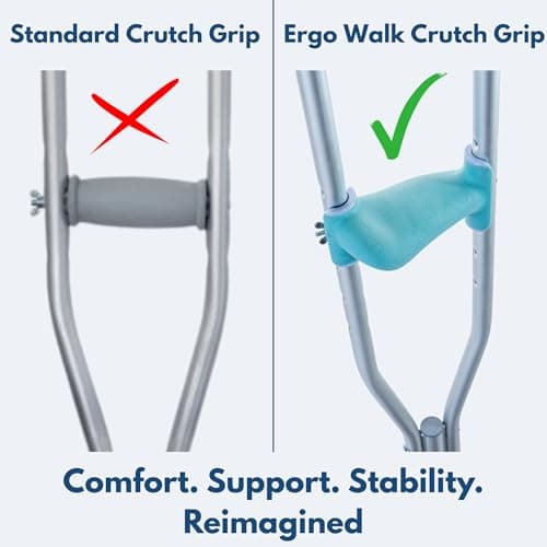 Ergo Walk Foldable Ergonomic Crutches – Adjustable, Lightweight Crutches with Ergonomic Grips – Compact, 3X Comfortable Support – Fits 4’10” to 6’4” – 250 lb Capacity 6