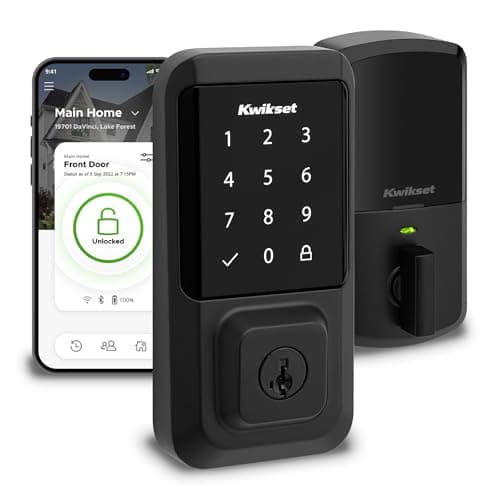 Kwikset Halo Wi-Fi Smart Lock, Keyless Entry Front Door Touchscreen Deadbolt, Matte Black Finish, Grade AAA Certified, UL Listed, Easy Install No Hub, App Control