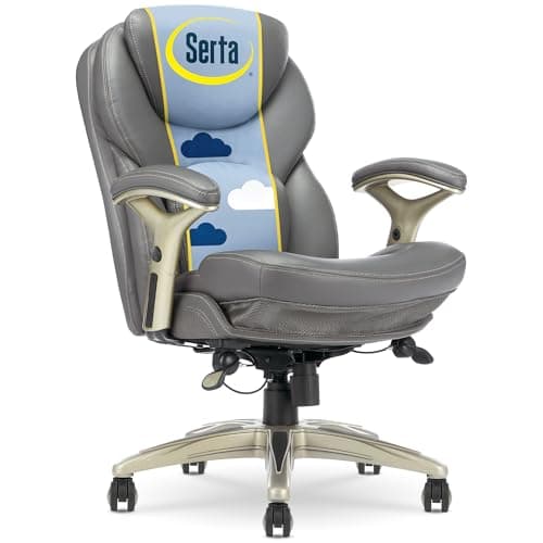 Serta Claremont Ergonomic Executive Office Chair with Back in Motion Technology, Adjustable Mid Back Desk Chair with Lumbar Support, Bonded Leather, Gray