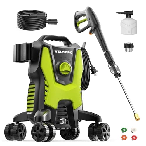 Electric Pressure Washer, 3000 PSI 2.0 GPM Power Washer with 4 Lockable Wheels, Steel Wand, 4 Quick Connect Nozzles, 500ml Foam Cannon, High Pressure Washer for Decks/Driveways/Cars