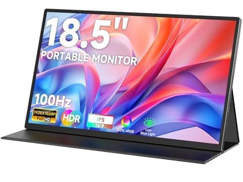 qaf 18.5 Inch Portable Monitor, 100Hz 1080P FHD IPS HDR Display, 100% sRGB, Frameless Gaming Travel Second Monitor for Laptop PC Mac PS5 Xbox, VESA Mount, Built-in Speakers - Classic Black