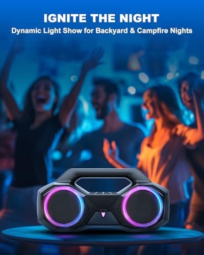 Bluetooth Speaker 80W(Peak)Loud with Bass, 20H Playtime, IPX7 Waterproof, RGB Lights, TWS, Large Portable Wireless Speakers for Outdoor, Home, Party, Pool, Beach, Tailgating, Gym, Work, Gifts (Black) 6