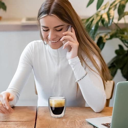 Gencywe Double Walled Espresso Cups Set of 4 (50% Thicker), 3 Ounce Clear Expresso Coffee Mugs, Espresso Shot Glasses, Double Wall Insulated Espresso Cups Suit for Espresso Machine, Microwave Safe 7