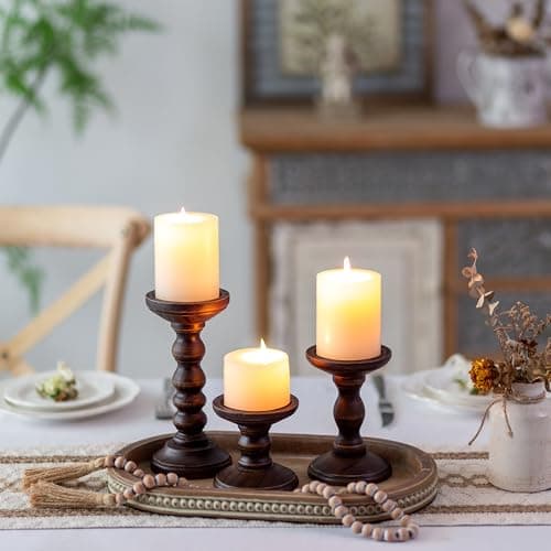 Hanobe Decorative Serving Tray Wood: Brown Bead Oval for Coffee Table Rustic Wooden Trays Decor Farmhouse Kitchen Counter Vintage Centerpiece Living Room Home Organizer, 15.15''x9.25''x1.18'' 8