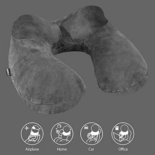 urophylla Inflatable Travel Pillow, 100% Soft Velvet Inflatable Neck Pillow for Traveling, Airplanes, Train, Car, Office with Compact Bag 6
