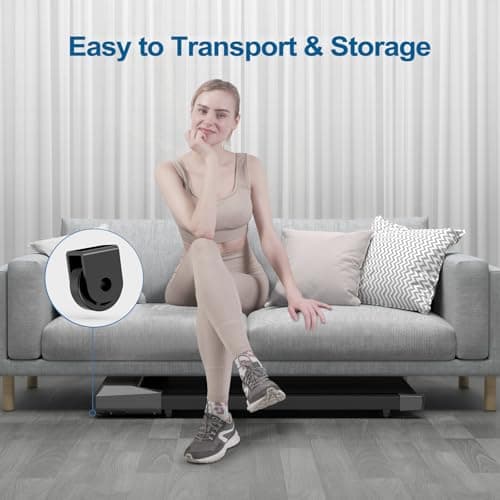 DeerRun Under Desk Walking Pad Treadmill for Home Office & Small Spaces, 6% Manual Incline, 0.6–3.8 MPH Walking Speed, 2.5 HP, 300 lb Capacity, App & Remote Control 7