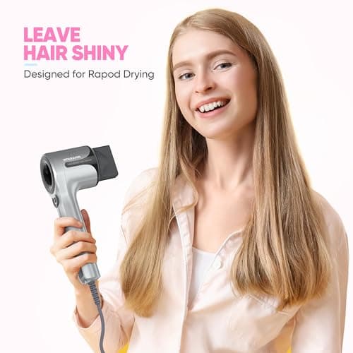 Hair Dryer, Professional Hair Dryer for Salon use, Fast-Drying with Brushless DC Motor,Salon Negative Ions Blow Dryer,No Heat Damage,UL Approved and ALCI Safety Plug,Cold Button Light & Low Noise 5