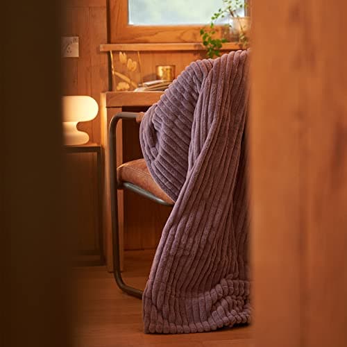 GOTCOZY Electric Blanket Heated Throw 50''X60''- Ribbed Faux Fur Heated Blanket with 4 Heating Level & 3 Hour Auto Off Heating Blanket, ETL&FCC Certified Machine Washable(Violet) 7