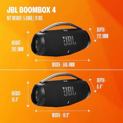 JBL Boombox 4 - Most Powerful Portable Waterproof Speaker with Massive Pro Sound, Up to 34 Hours of Playtime, & Multi-Speaker Connection by Auracast™ (Black) 6