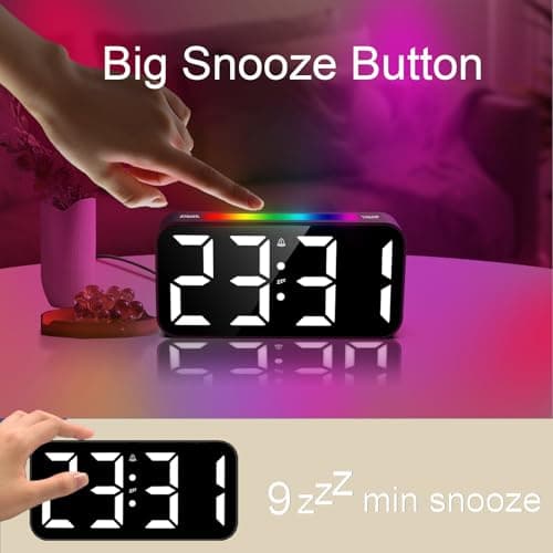 Topski Loud Alarm Clocks for Bedrooms Heavy Sleepers, Plug-in Digital Bedside Clock with Night Light, Large Display, Dual Alarm, Snooze, Dimmable for Kids Teens Boys Girls 7
