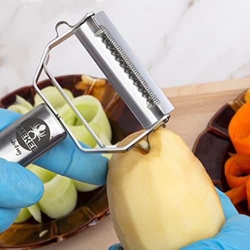 Julienne Peeler Vegetable Peeler for Kitchen - Potato Peeler Stainless Steel Fruit Peeler, Y Veggie Peeler, Sharp Blades Perfectly Cut Cheese & Boiled Sausage for Making Cheeseburgers Sandwiches 5