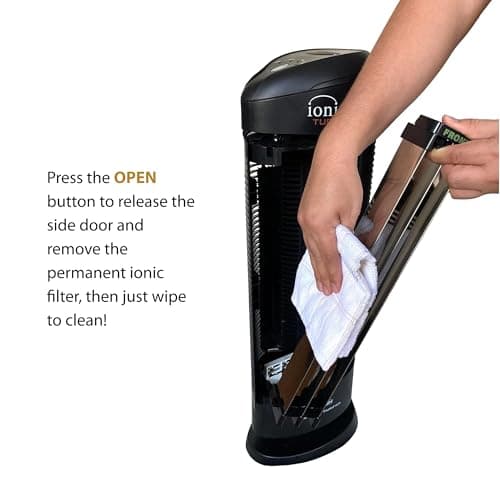 Ionic Pro Turbo (TA550) Ionic Air Purifier Tower for Home, Quiet Ionic Filterless Design, Covers Up to 500 Sq. Ft., Removes Odors, Smoke, Dust, and Allergens – Black 5