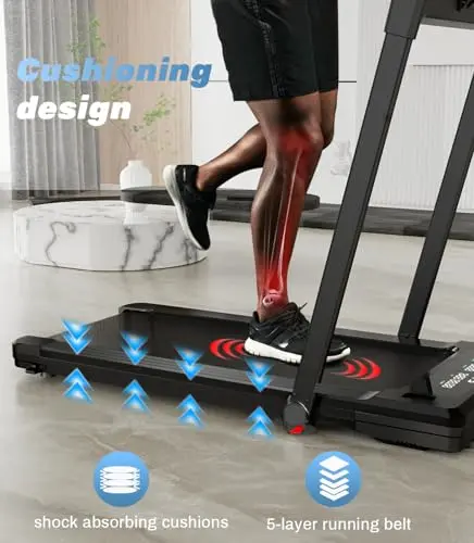 HOMEFITNESSCODE 2 in 1 Folding Treadmill, Under Desk Treadmill Portable Walking Pad,Installation-Free with Bluetooth Speaker and Remote Control (Black) 5