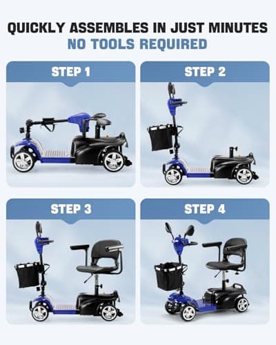 30 Miles 4 Wheel Battery Powered Electric Mobility Scooter - Electric Transportation Wheelchair - Compact Heavy Duty Mobility for Travel, Adults and Seniors Includes Basket and Charger (Blue-Upgrade) 7