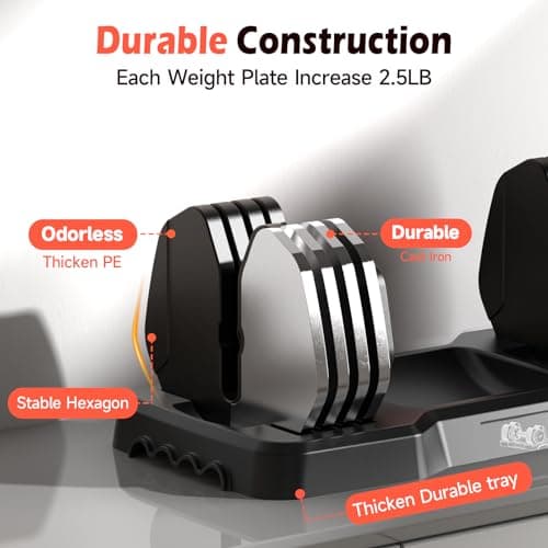 25LB Adjustable Dumbbells Set, 5LB to 25LB Dumbbell Pair,15LB to 55LB Weight Set of 2, Home Gym 25lbs/50lbs, Anti-Slip Handle for Exercise Equipment 6